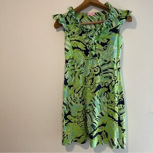 Lilly Pulitzer Dress sz S Clare Silk Jersey Green Fern Print Springs Resort Core